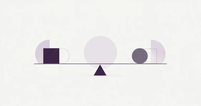 A nearly level balance: a solid square and outlined circle on one side, a solid circle and outlined square on the other.